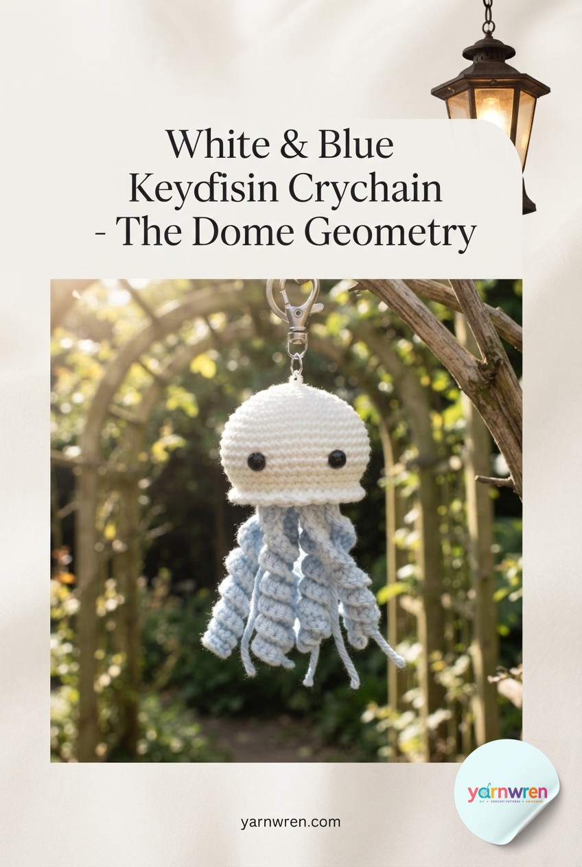 White & Blue Jellyfish Keychain Crochet - The Dome Geometry