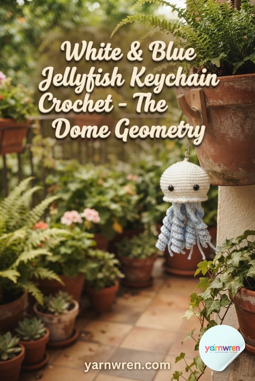 White & Blue Jellyfish Keychain Crochet - The Dome Geometry