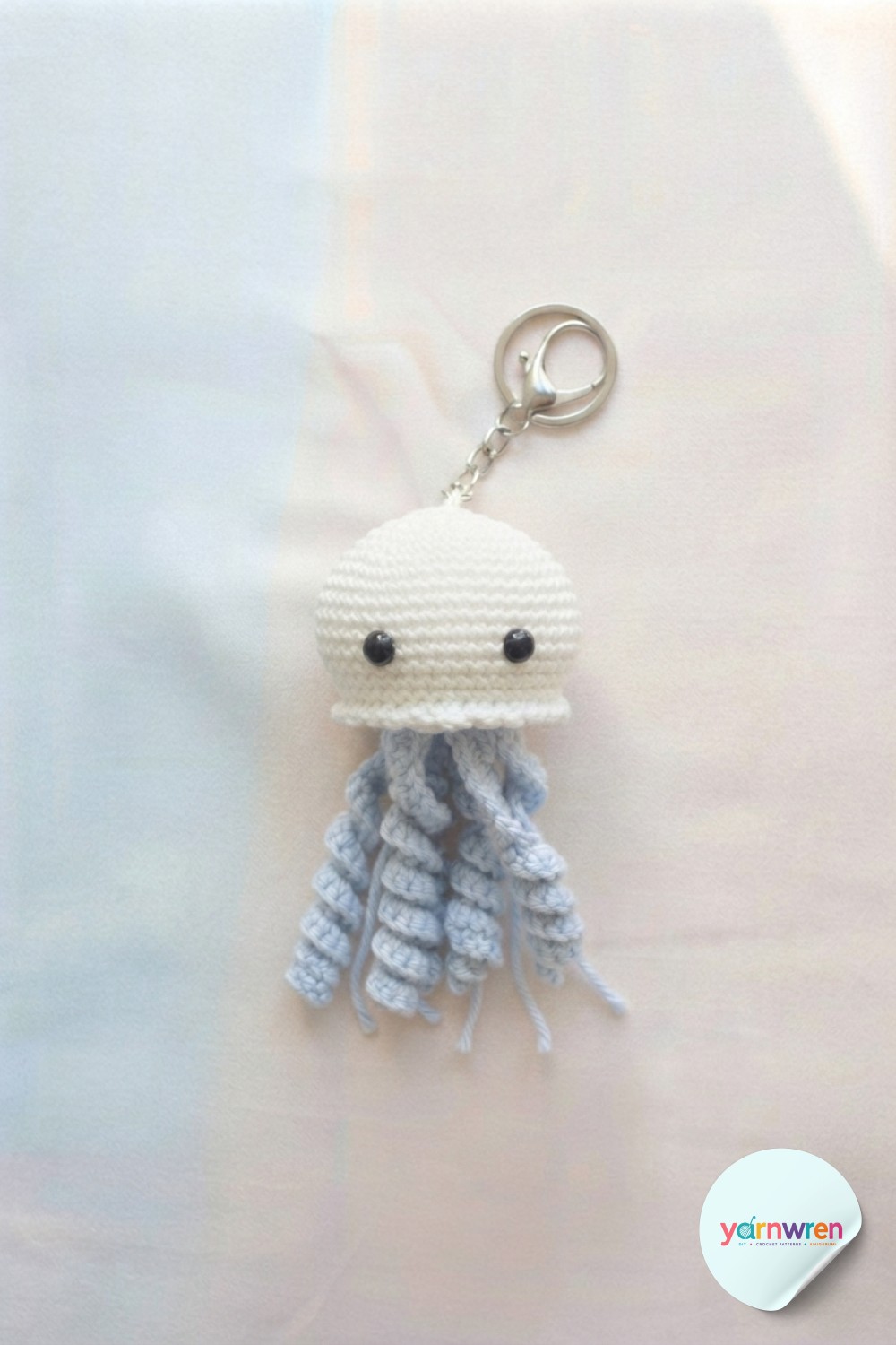 White & Blue Jellyfish Keychain Crochet - The Dome Geometry